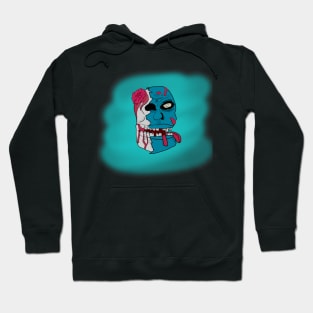 Neon blue zombie head with brain Hoodie